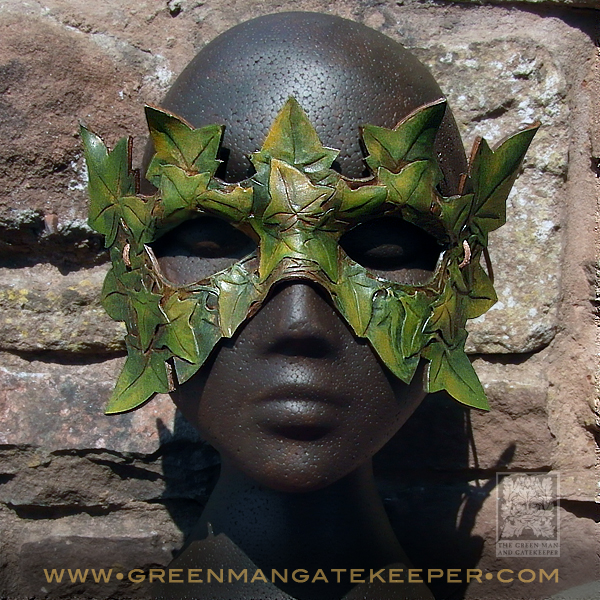 Ivy Leaf Man Mask   Handmade in the Ancient Forest of Dean Hand formed and coloured leather  - 70 